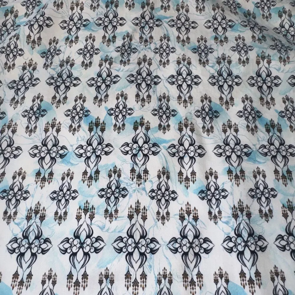 Robert Graham Mens Shirt Medium Teal Pattern Button‎ Front Flip Cuff